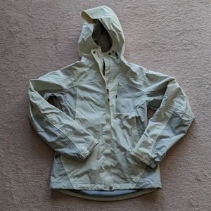 Eddie Bauer WeatherEdge 365 rain jacket, white and gray, size XS